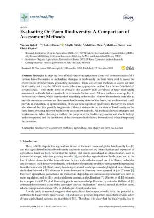 Evaluating On-Farm Biodiversity: a Comparison of Assessment Methods