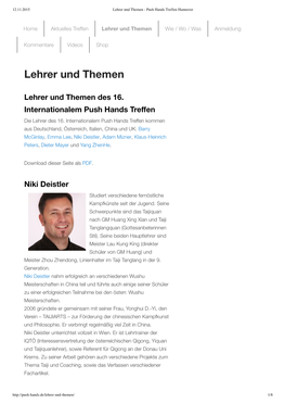Lehrer Und Themen - Push Hands Treffen Hannover