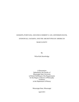 Robert E. Lee, Jefferson Davis, Stonewall Jackson, and the Archetypes of American Masculinity
