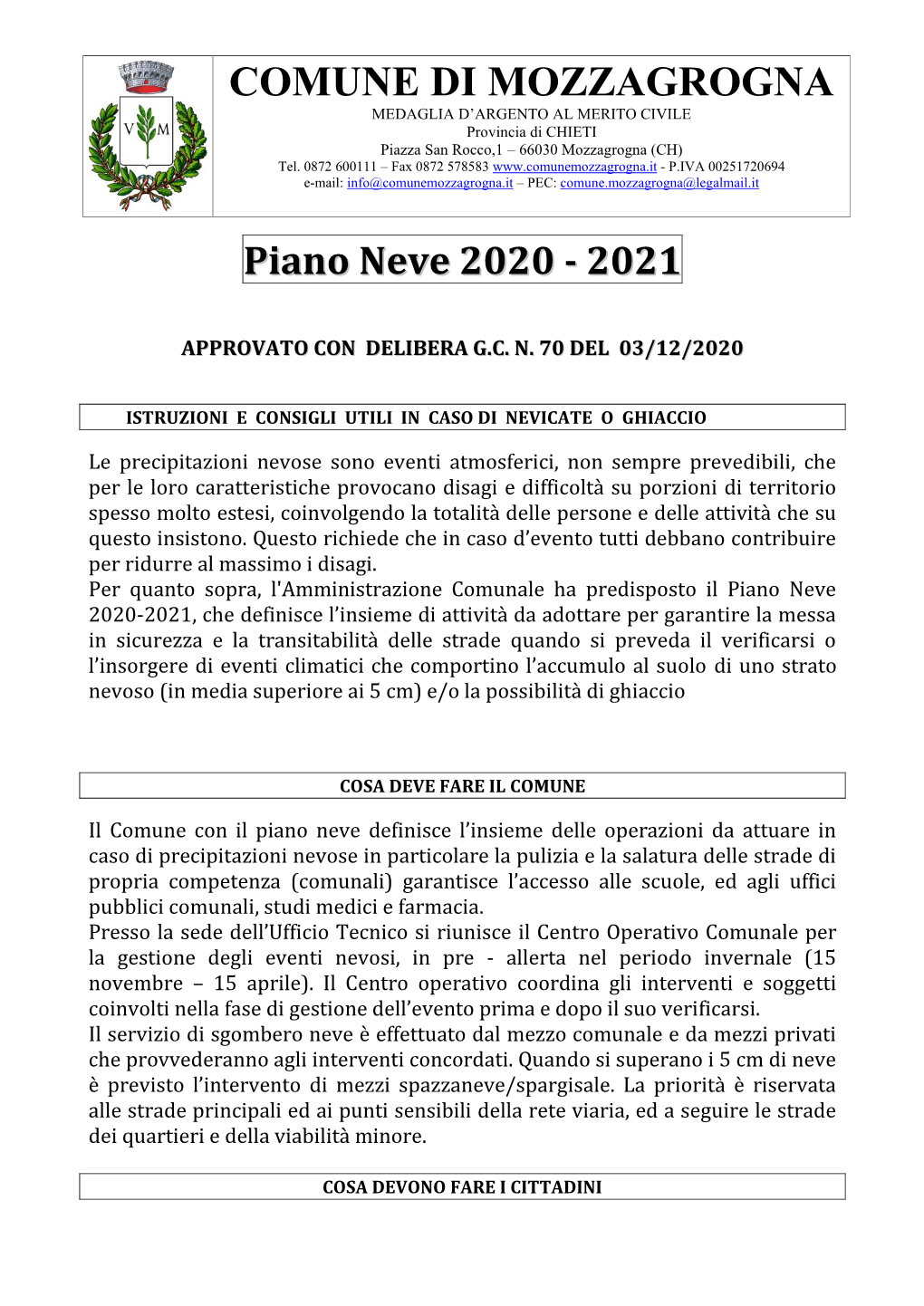 Piano Neve 2020