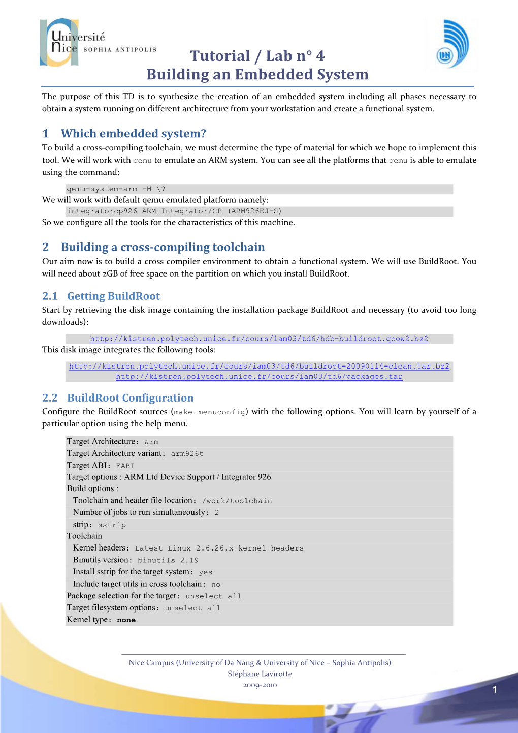 Tutorial / Lab N° 4 Building an Embedded System