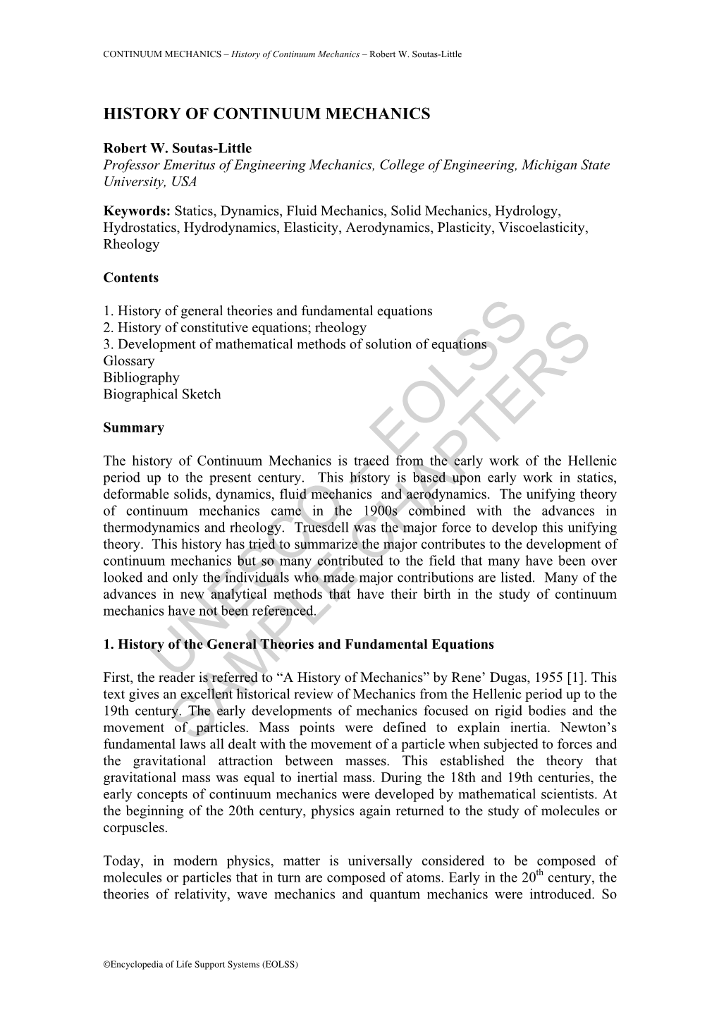 History of Continuum Mechanics – Robert W