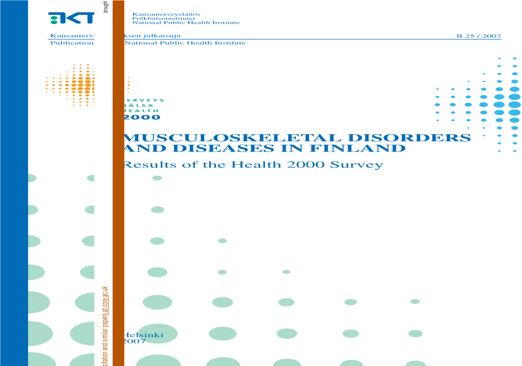 Musculoskeletal Disorders and Diseases in Finland