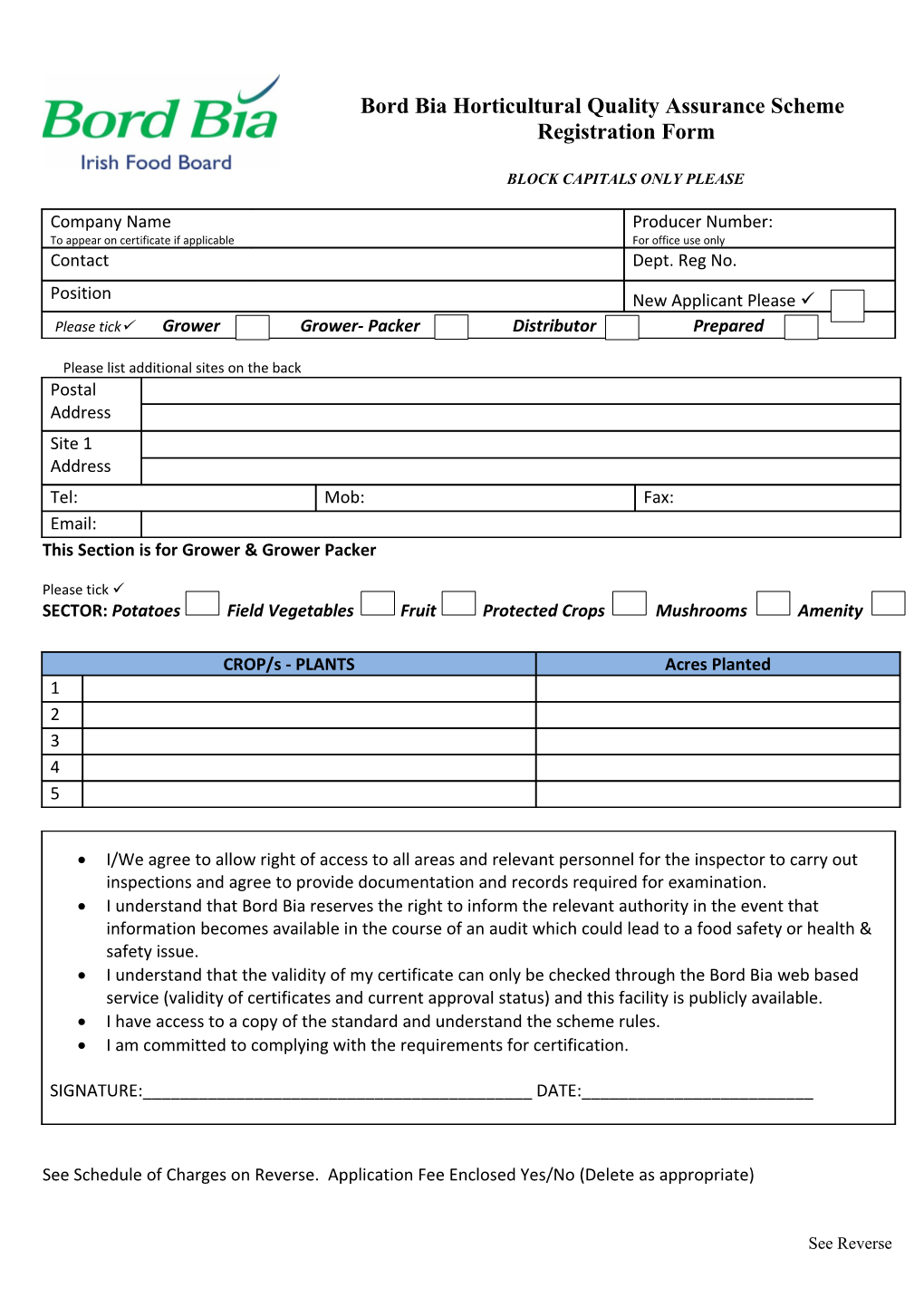 Bord Bia Horticultural Quality Assurance Scheme