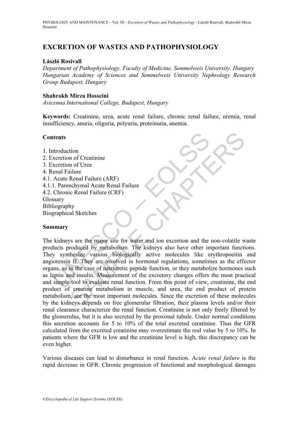 Excretion of Wastes and Pathophysiology - László Rosivall, Shahrokh Mirza Hosseini