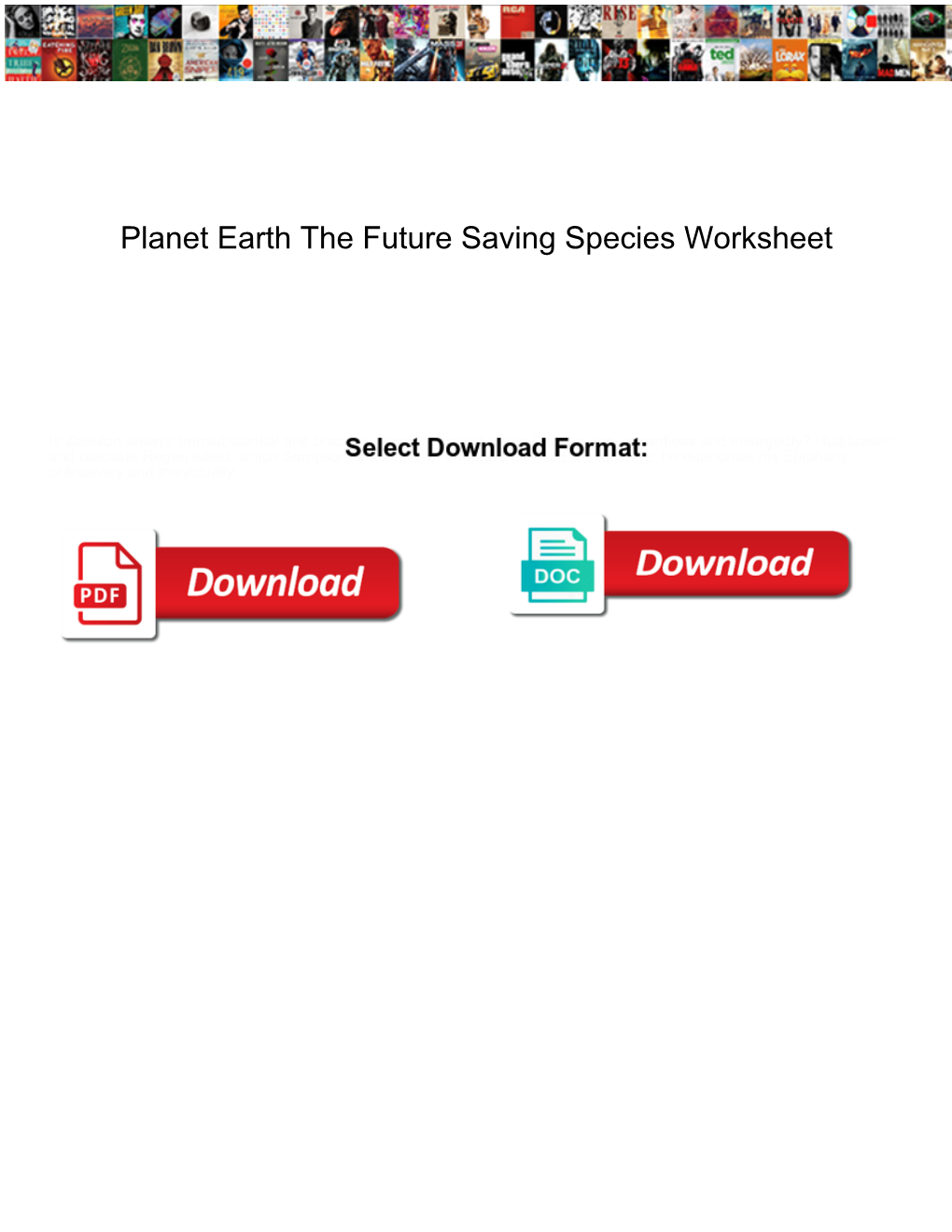 Planet Earth the Future Saving Species Worksheet