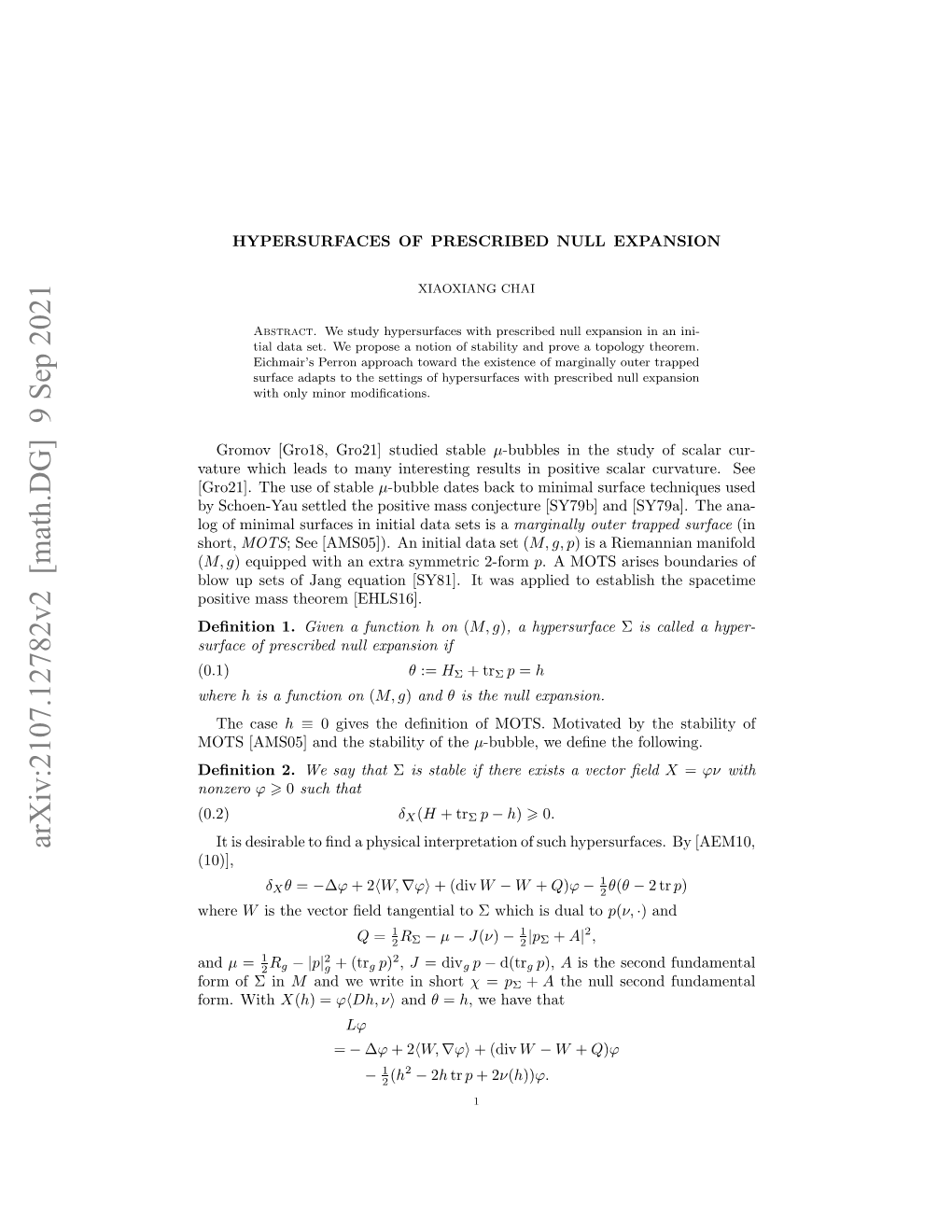 Arxiv:2107.12782V1 [Math.DG] 27 Jul 2021