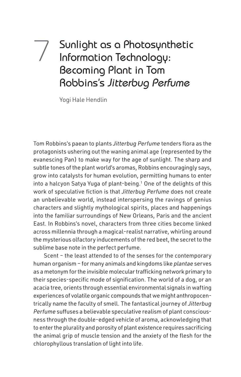 Becoming Plant in Tom Robbins's Jitterbug Perfume