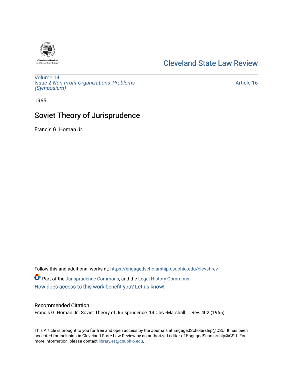 Soviet Theory of Jurisprudence