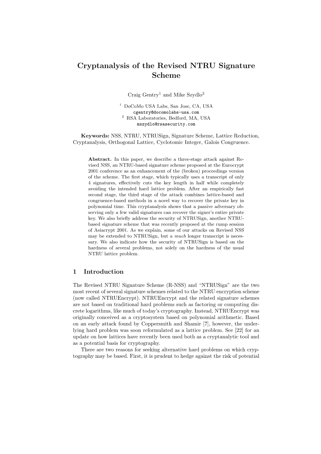 Cryptanalysis of the Revised NTRU Signature Scheme