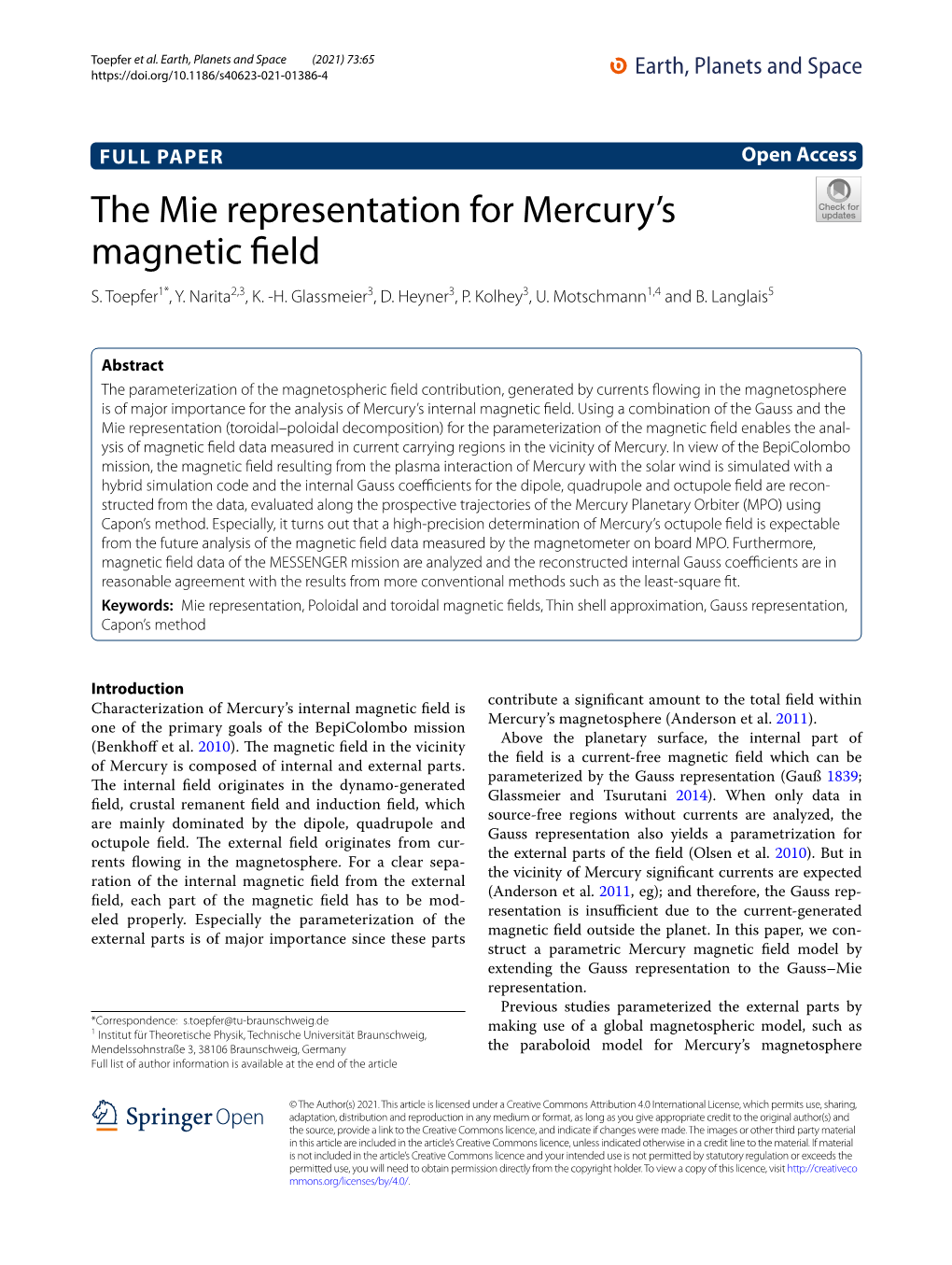 The Mie Representation for Mercury's Magnetic Field