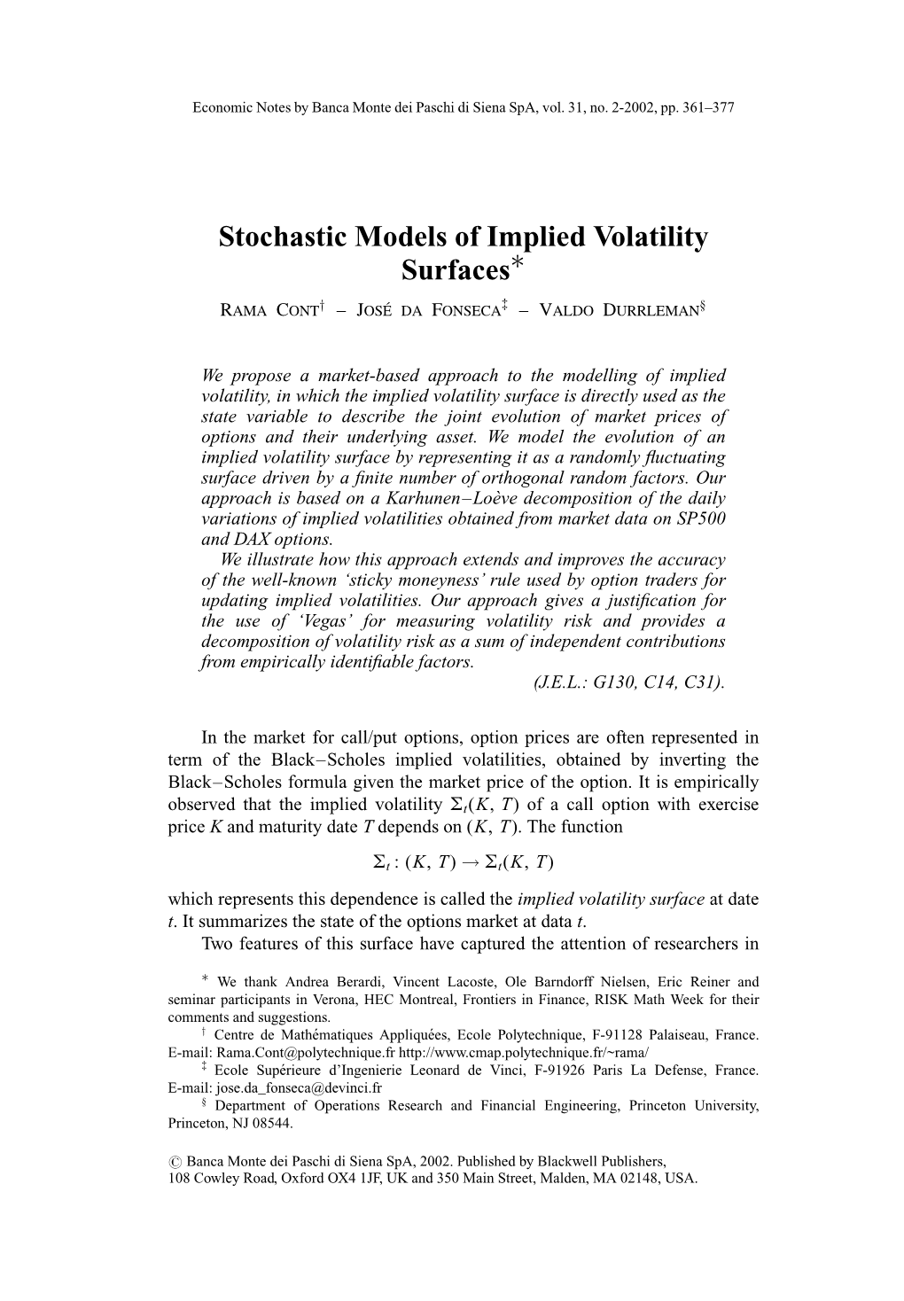 Stochastic Models of Implied Volatility Surfacesг