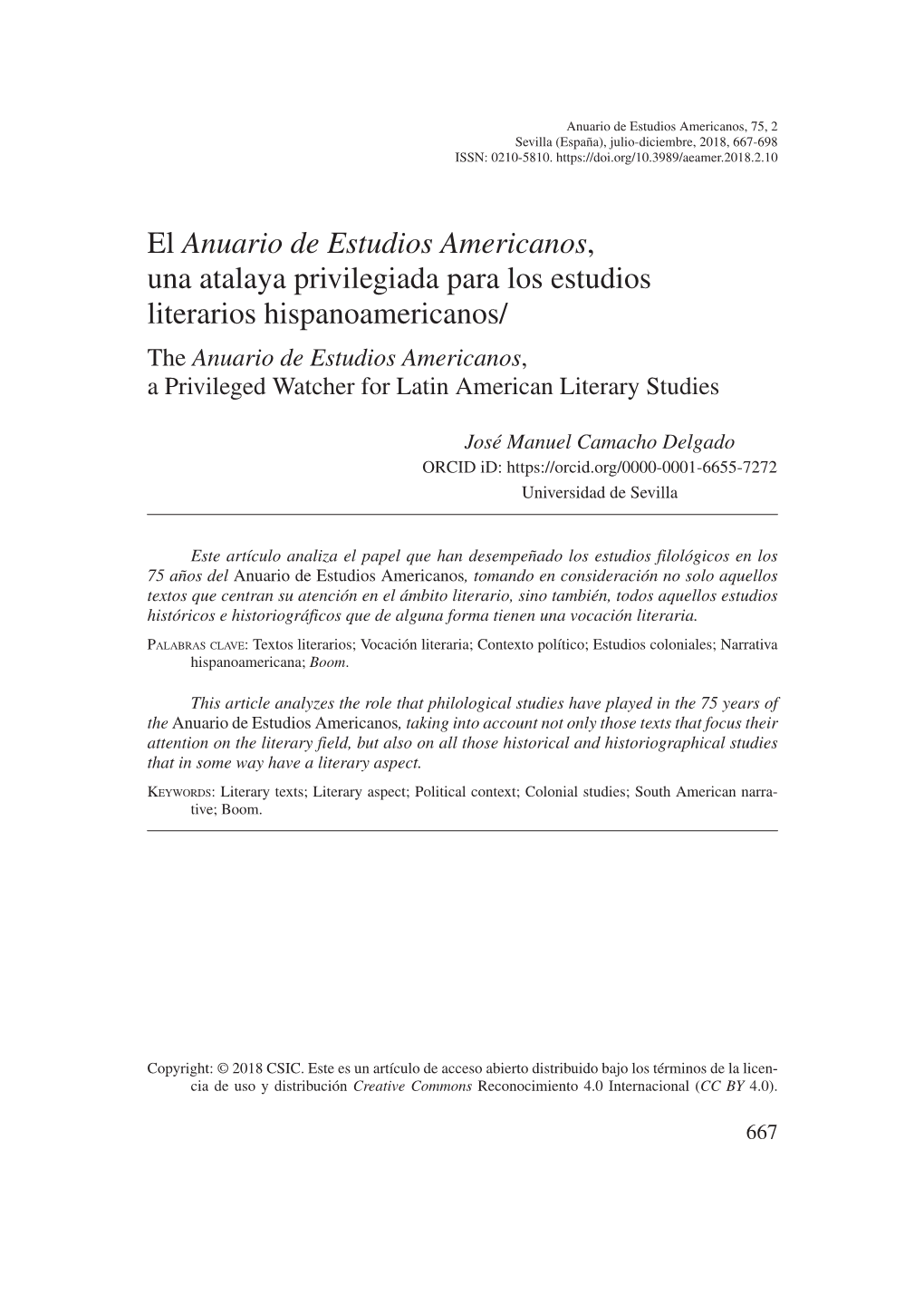 El Anuario De Estudios Americanos, Una Atalaya Privilegiada Para Los