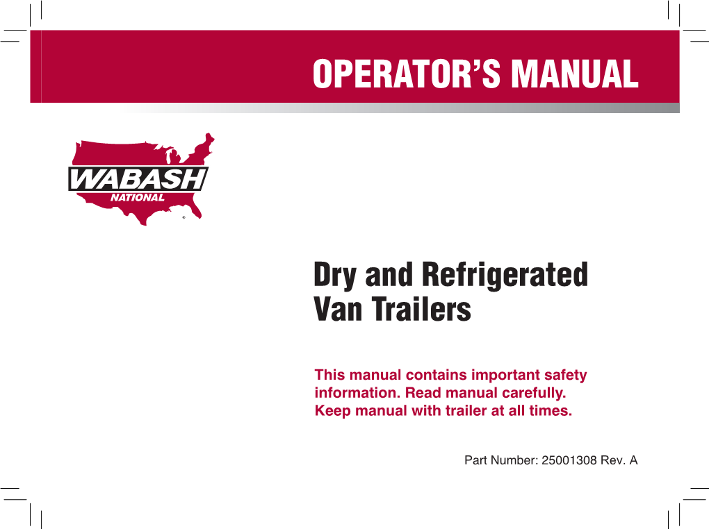 Operator's Manual: Dry and Refrigerated Trailers