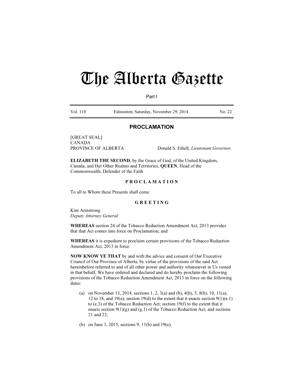 The Alberta Gazette