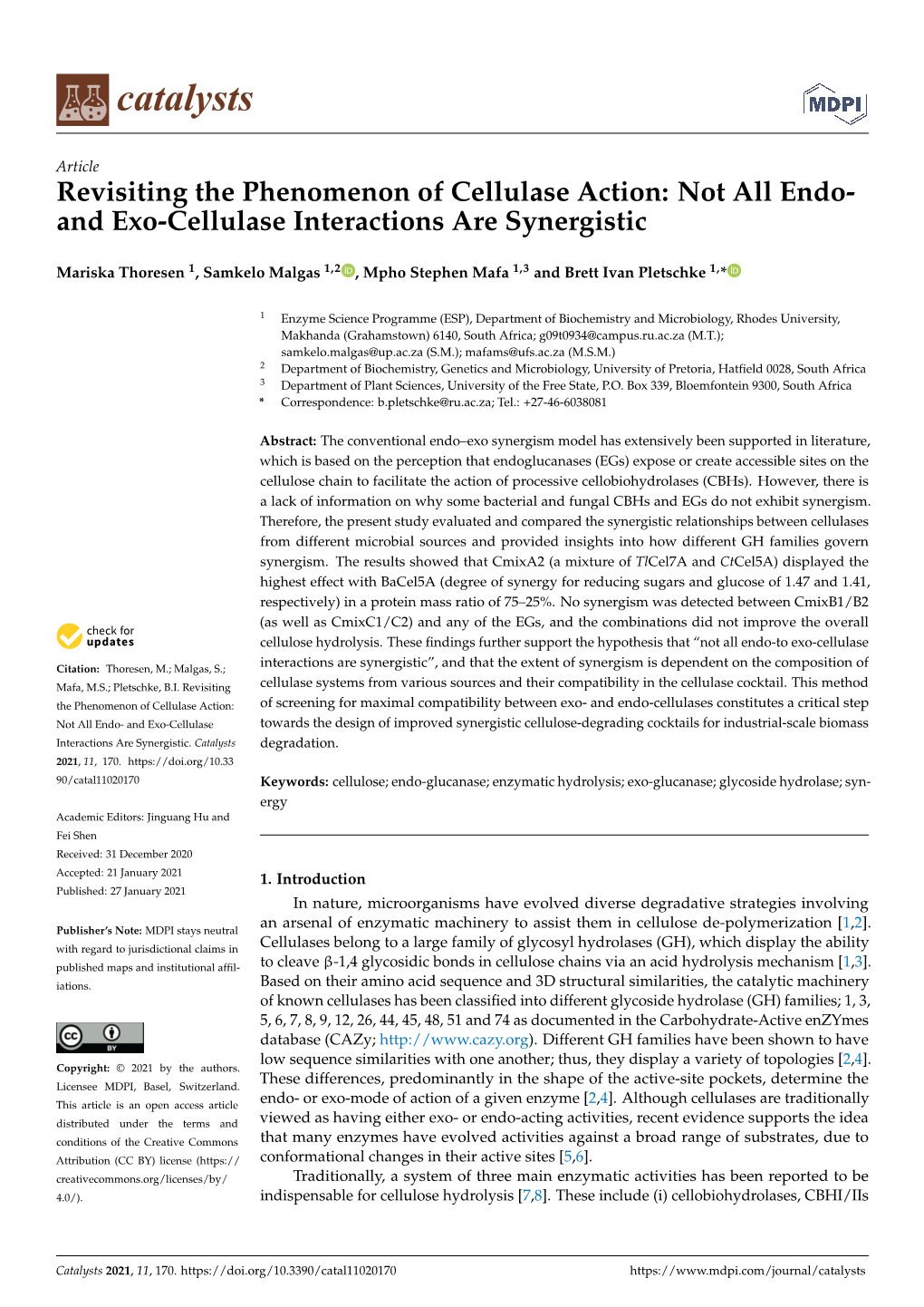 And Exo-Cellulase Interactions Are Synergistic