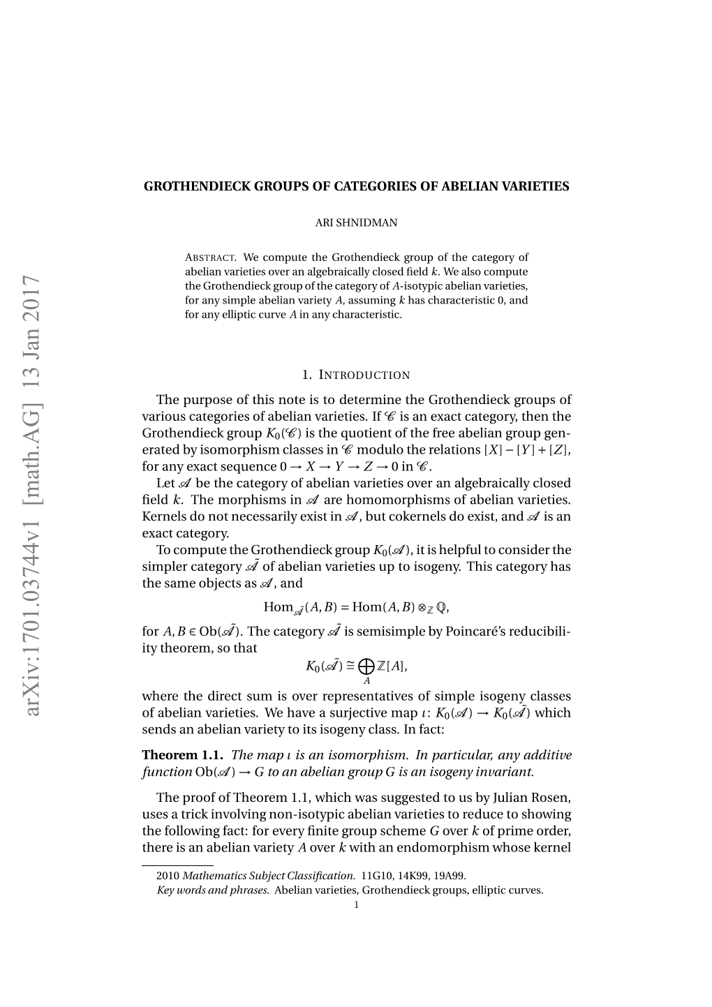 Grothendieck Groups of Categories of Abelian Varieties 3