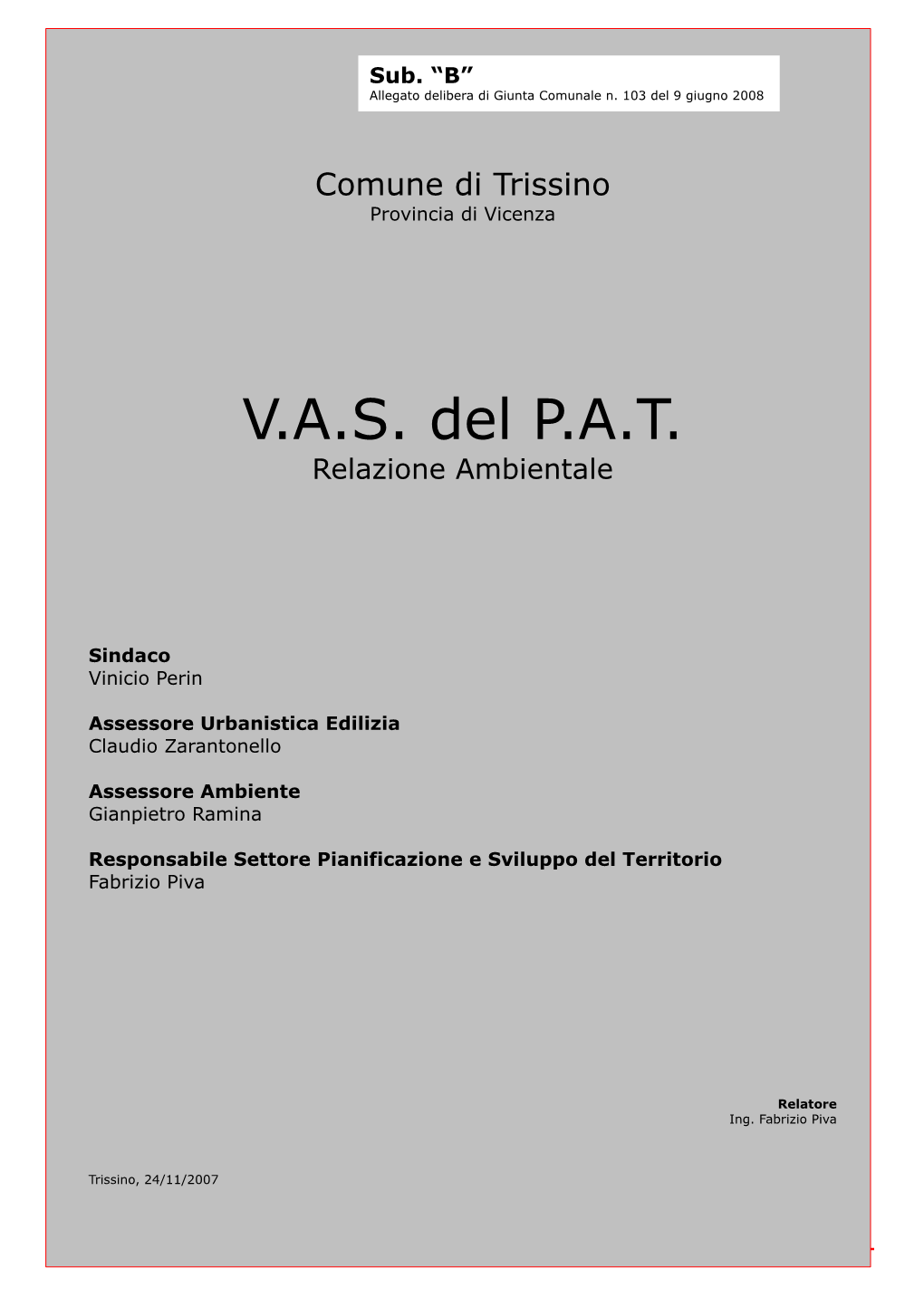 V.A.S. Del P.A.T. - Relazione Ambientale