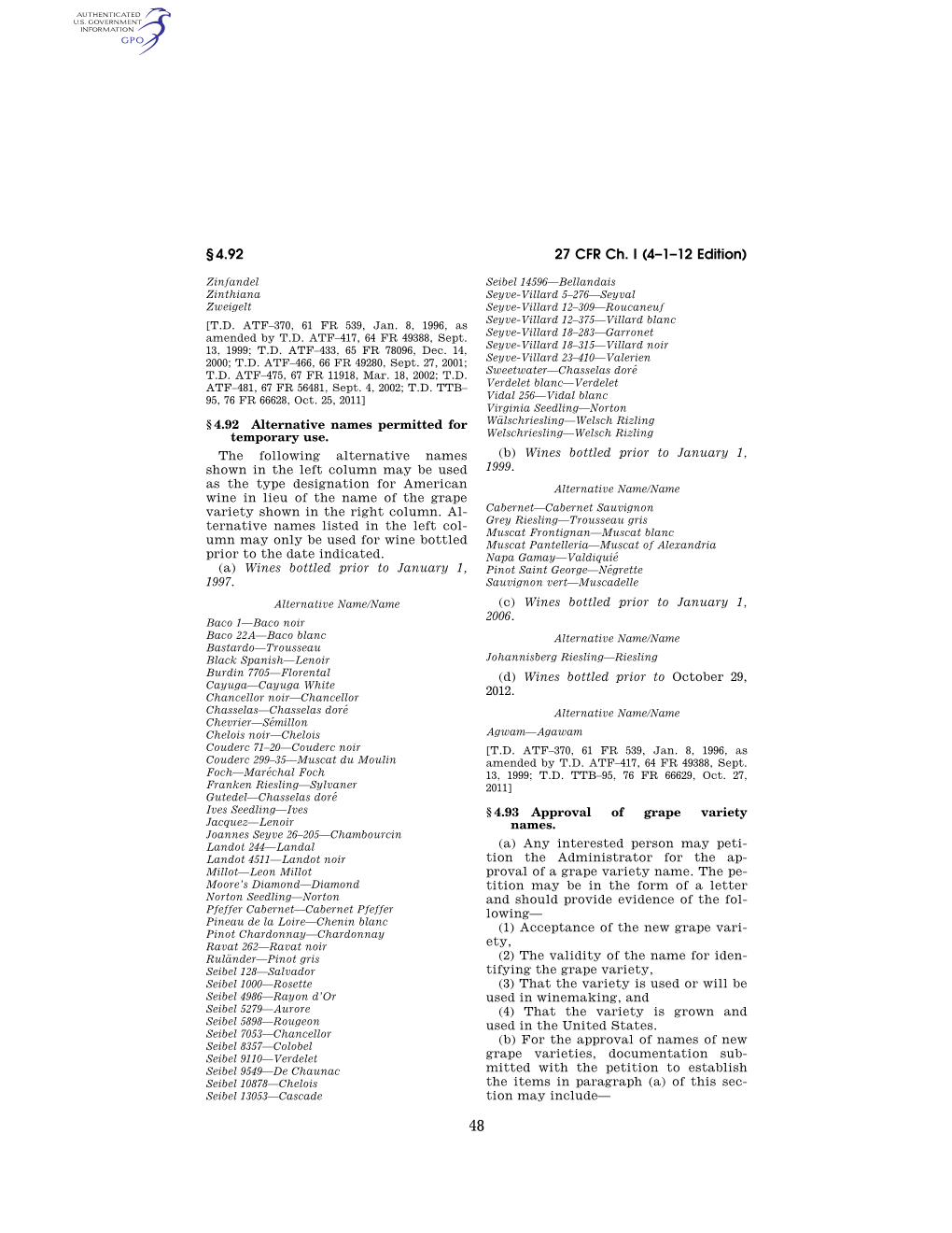 27 CFR Ch. I (4–1–12 Edition) § 4.92