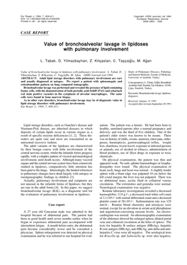 Value of Bronchoalveolar Lavage in Lipidoses with Pulmonary Involvement