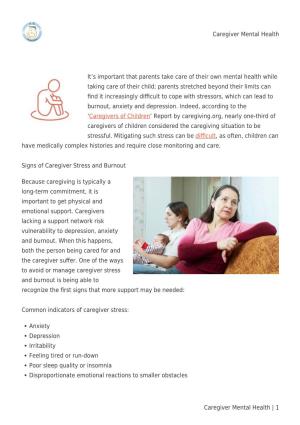 Caregiver Mental Health