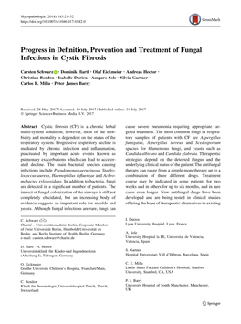 Progress in Definition, Prevention and Treatment of Fungal Infections in Cystic Fibrosis