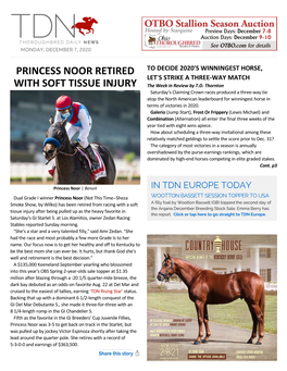 Princess Noor Retired with Soft Tissue Injury