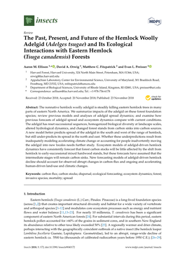The Past, Present, and Future of the Hemlock Woolly Adelgid (Adelges Tsugae) and Its Ecological Interactions with Eastern Hemlock (Tsuga Canadensis) Forests
