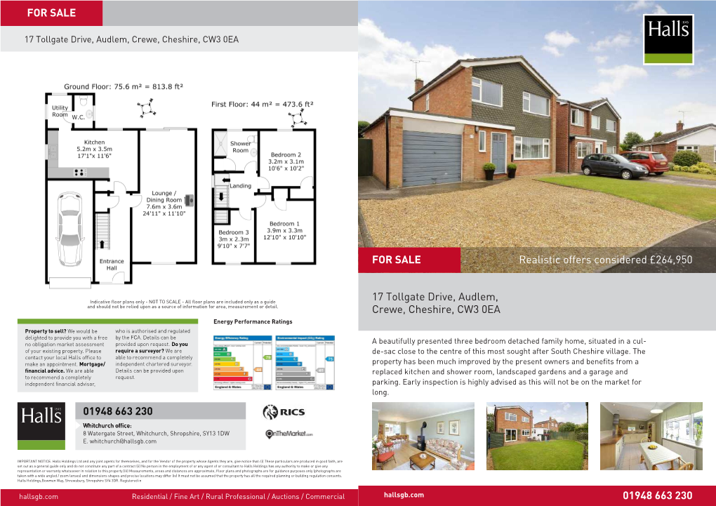 Realistic Offers Considered £264,950 17 Tollgate Drive, Audlem, Crewe