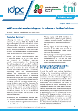 WHO Cannabis Rescheduling and Its Relevance for the Caribbean