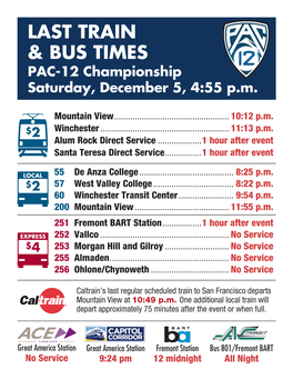 Last Train & Bus Times