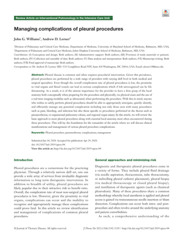 Managing Complications of Pleural Procedures