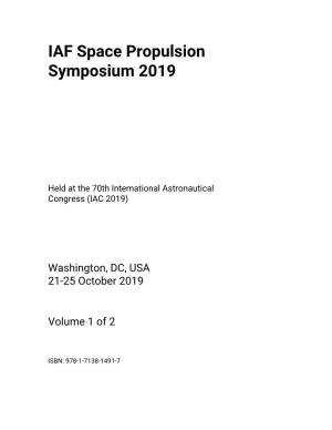 IAF Space Propulsion Symposium 2019