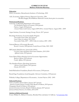 CURRICULUM VITAE Melissa Schettini Kearney