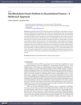 The Blockchain Oracle Problem in Decentralized Finance - a Multivocal Approach
