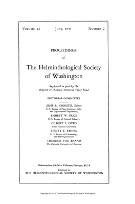 Proceedings of the Helminthological Society of Washington 12(2) 1945