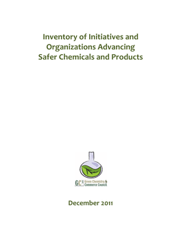 Inventory of Initiatives and Organizations Advancing Safer Chemicals and Products