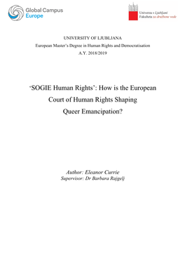 'SOGIE Human Rights': How Is the European Court of Human Rights Shaping Queer Emancipation?