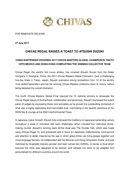 Chivas Regal Raises a Toast to Atsushi Suzuki