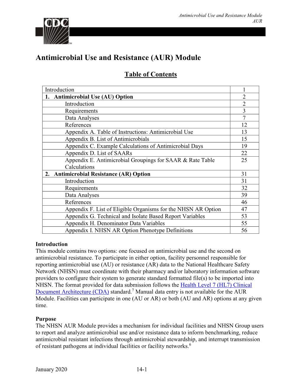 Antimicrobial Use and Resistance (AUR) Module