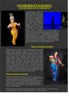 Sanjib Bhattacharya Manipuri Dance Exponent