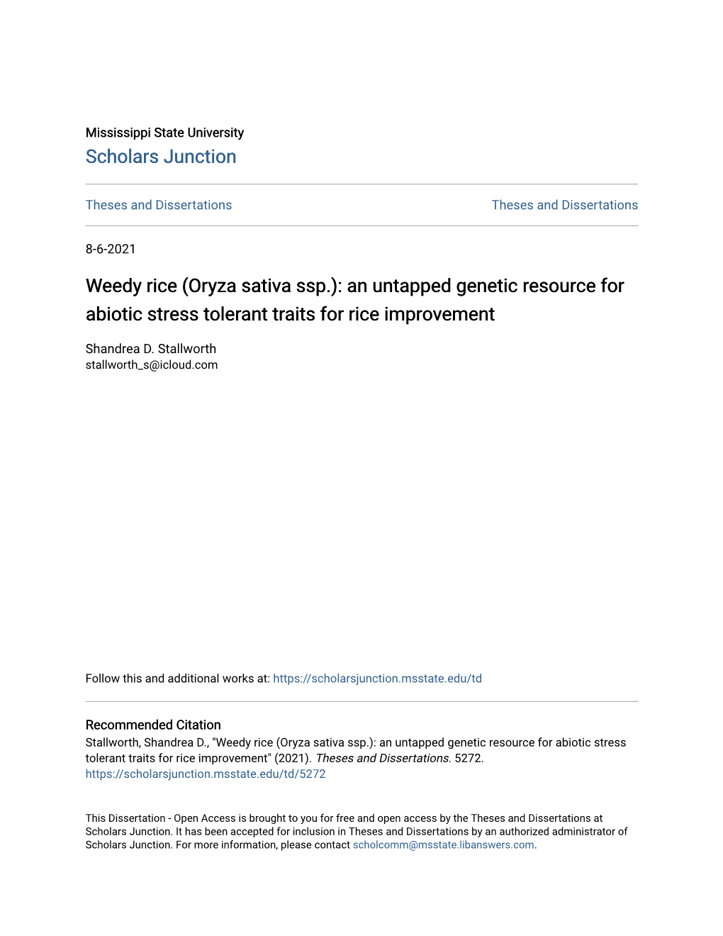 An Untapped Genetic Resource for Abiotic Stress Tolerant Traits for Rice Improvement