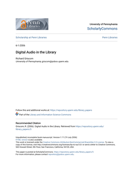 Digital Audio in the Library