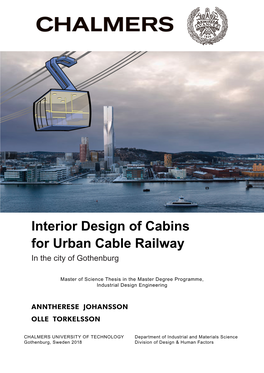 Interior Design of Cabins for Urban Cable Railway in the City of Gothenburg