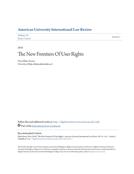 The New Frontiers of User Rights