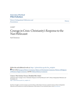 Courage in Crisis: Christianity's Response to the Nazi Holocaust