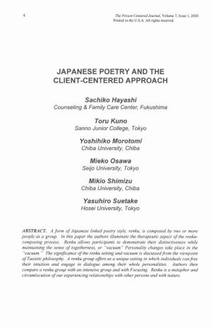Japanese Poetry and the Cli Ent-Centered Approach
