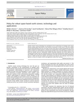 Policy for Robust Space-Based Earth Science, Technology and Applications