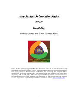 New Student Information Packet