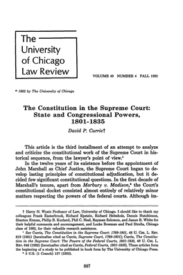 The Constitution in the Supreme Court: State and Congressional Powers, 1801-1835 David P